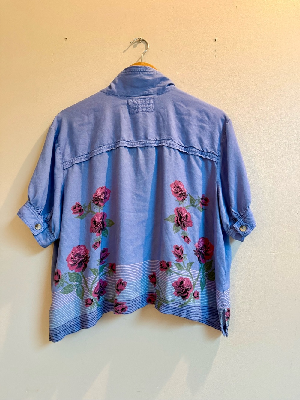 Free People We The Free Big Blooms Shirt, Large, Blue Combo - Picture 11 of 16